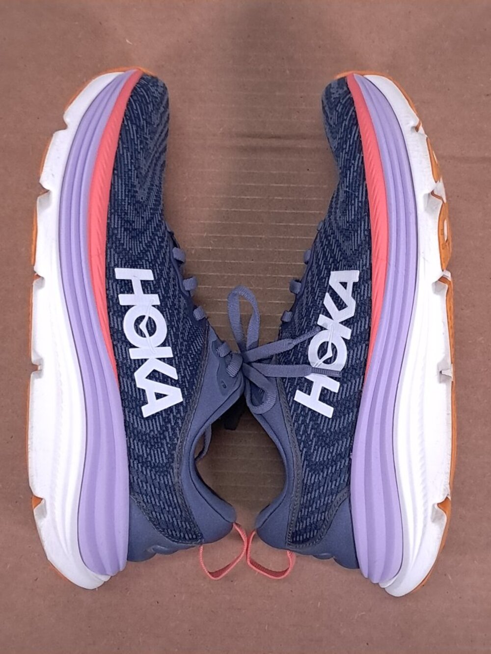Hoka Gaviota 5 Shoes Women 9.5 B Anchor / Grapefruit Athletic Running Sneakers - Picture 3 of 16
